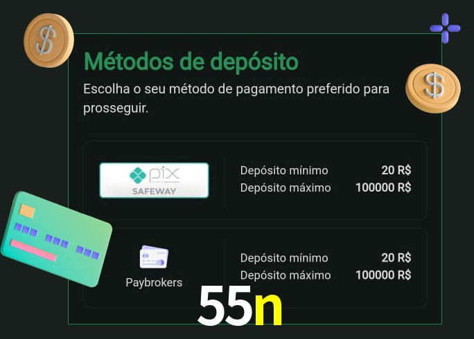 O cassino 55n oferece uma grande variedade de métodos de pagamento